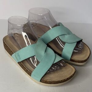 ABEO Lizzy Lanai Aqua Light Turquoise Suede Leather Slide